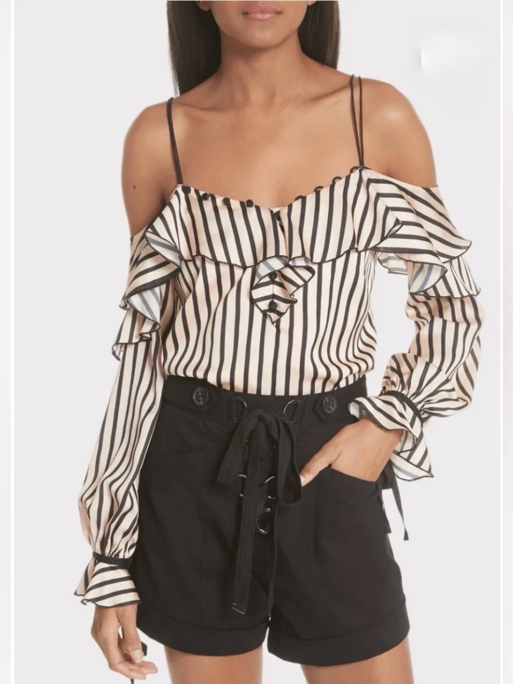Self-Portrait Striped Off The Shoulder Top
